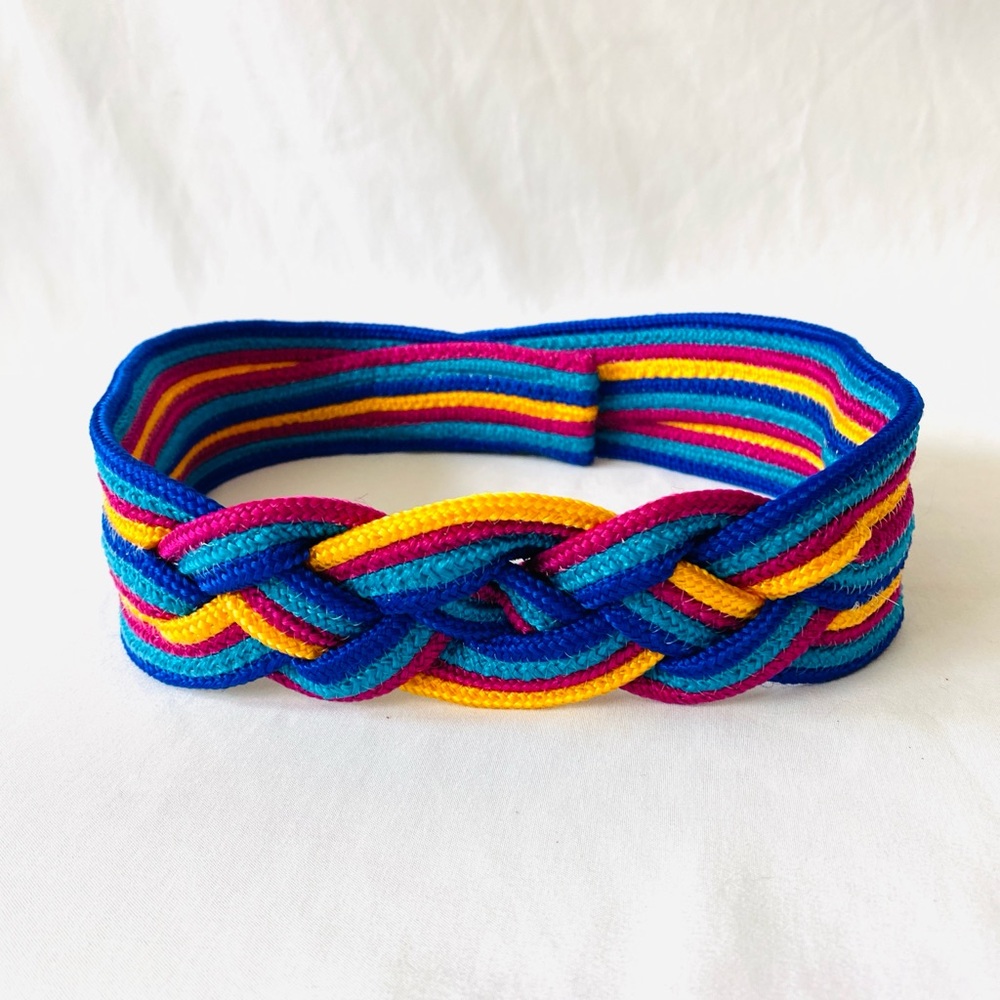 Vintage Karen Scott Multi-Colored Blue, Teal, Yellow‎ and Pink Woven Belt XS